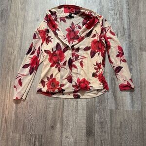 Forever 21 Red Long Sleeve Sailor Collar Button Down